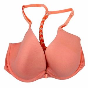 Victoria's Secret 32D Coral Pink Lined Perfect Coverage Racerback Front Clasp